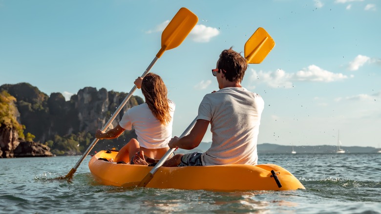 people kayaking