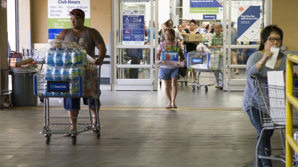 Customers at the Sam's Club store exit