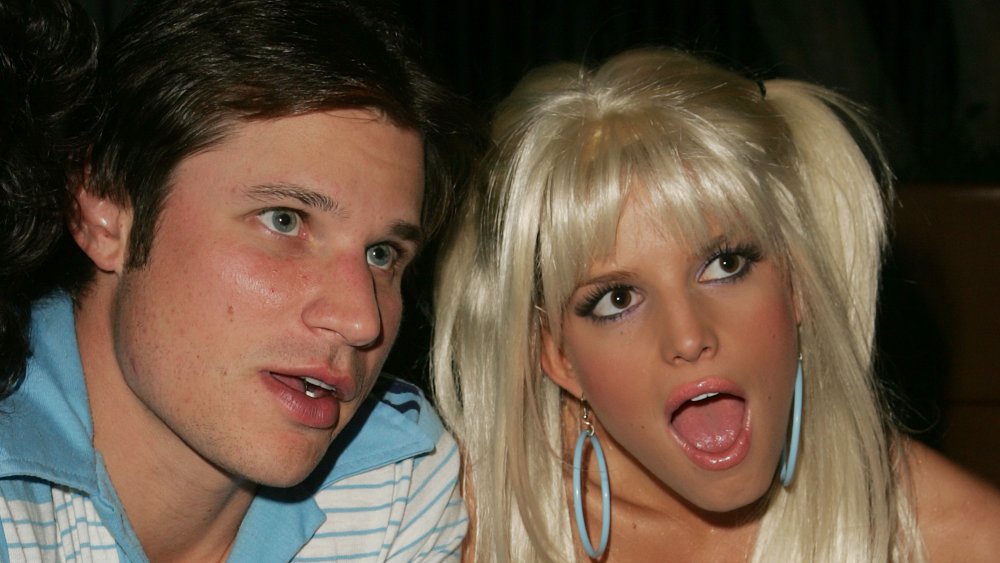 Nick Lachey and Jessica Simpson at a casino