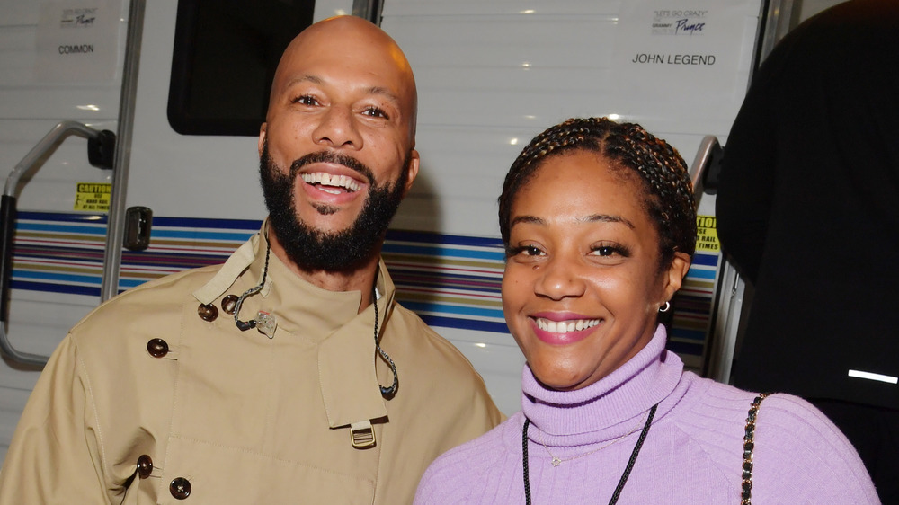 Tiffany Haddish and Common backstage at the Grammys