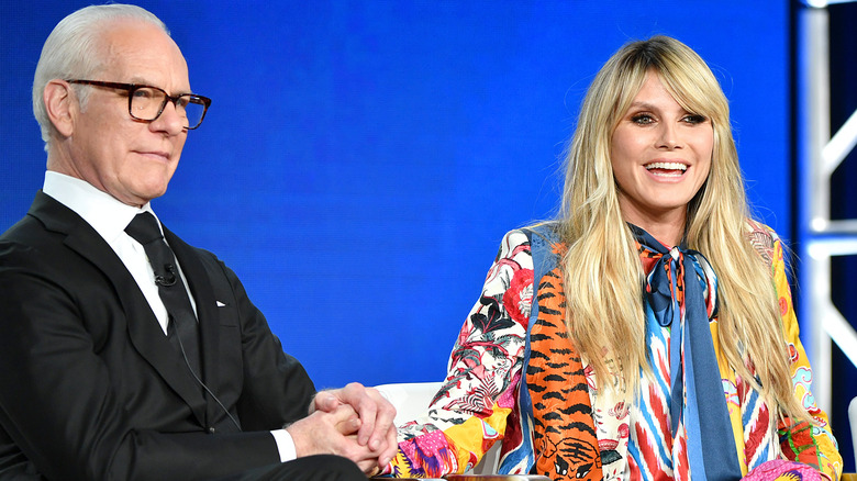 Tim Gunn and Heidi Klum at a promotional event for "Making the Cut"