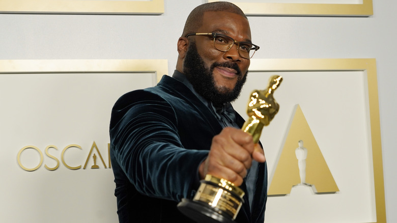 Tyler Perry with his Oscar