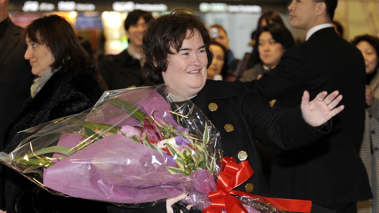 Susan Boyle with flowers