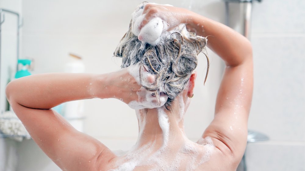 woman washing hair