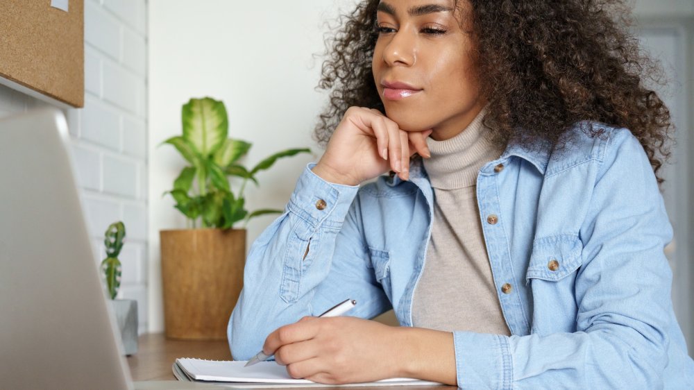 Student staring at a conference call