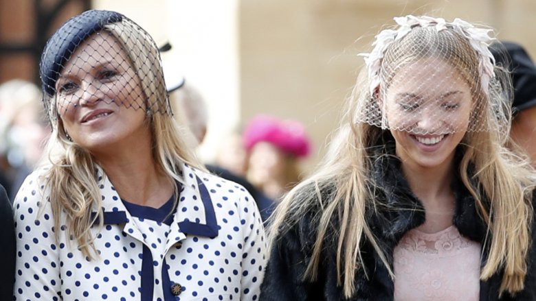 Kate Moss and Lila Grace attending Princess Eugenie's wedding