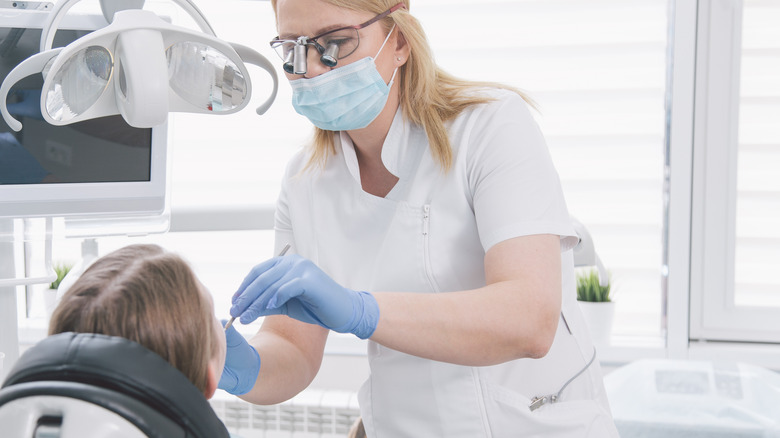 Patient in dental chair