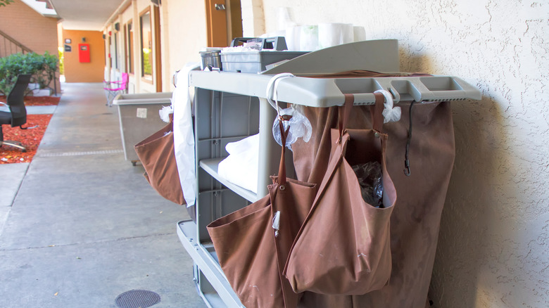 Housekeeping cart at a hotel