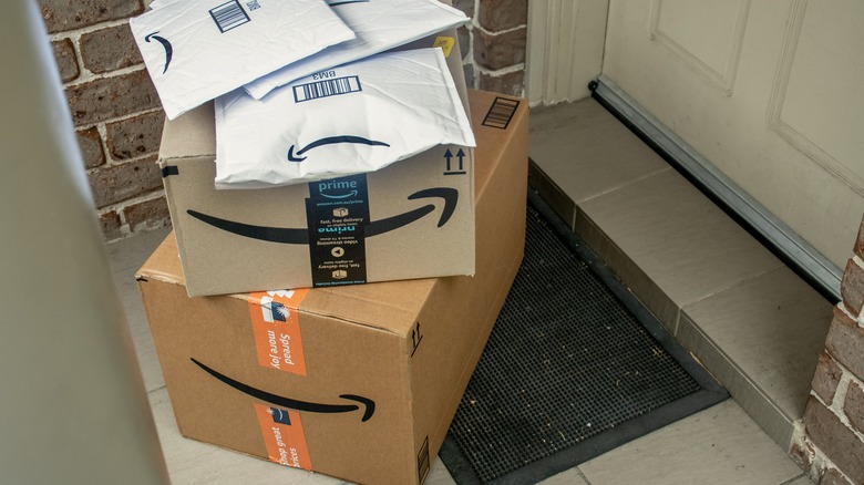 Amazon packages outside a door