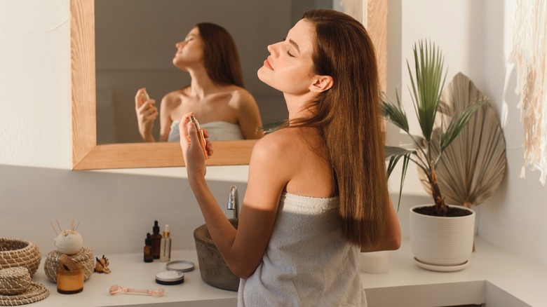 woman pampering her skin