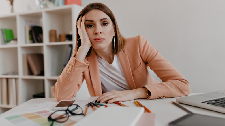 woman frustrated at office