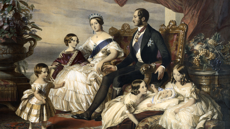 A portrait of Queen Victoria, Prince Albert, and their children 