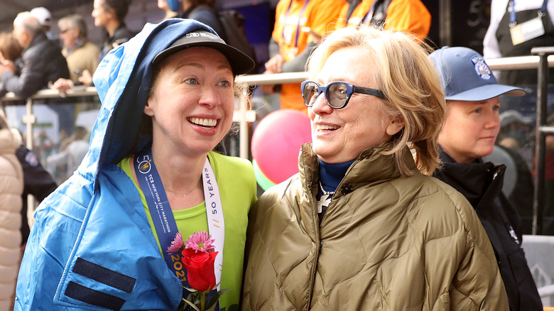 Chelsea and Hillary Clinton after the NYC Marathon