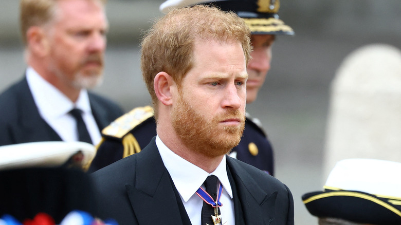 Prince Harry at Queen Elizabeth's funeral