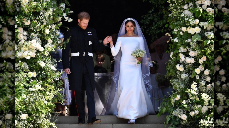 Meghan and Harry on their wedding day in 2018