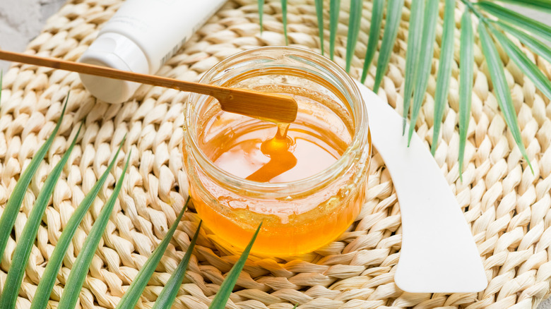 Sugaring wax in jar.