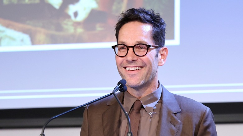 Paul Rudd smiling at podium