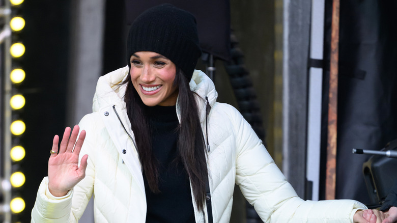 Meghan, Duchess of Sussex, waving during the Whistler Welcome Celebration