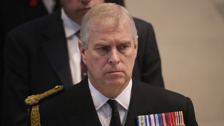 Prince Andrew looking serious