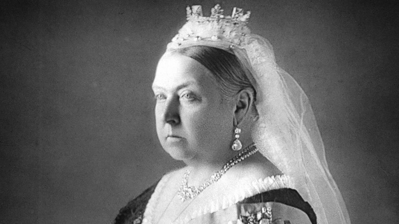 A black and white photo of Queen Victoria