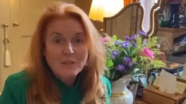 Sarah Ferguson at her bedroom vanity