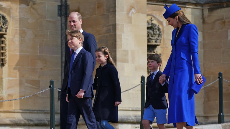 William, Kate, and their children at Easter 