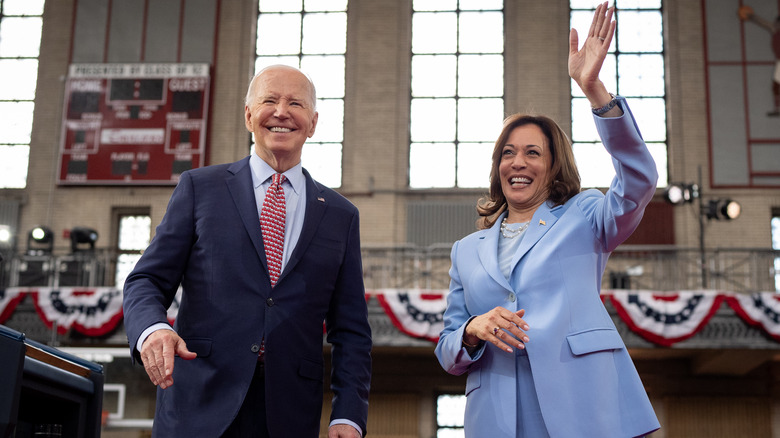 Joe Biden and Kamala Harris smiling