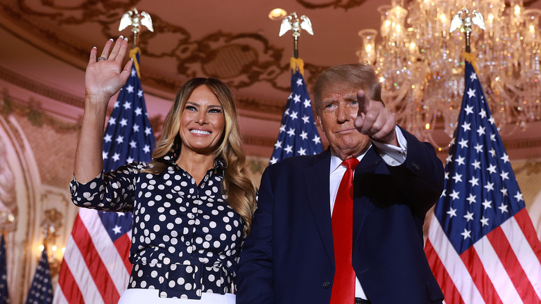 Melania and Donald Trump waving