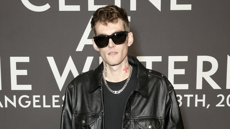 Presley Gerber sunglasses leather jacket