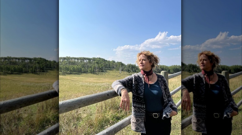 Nancy Travis surrounded by nature's bounty