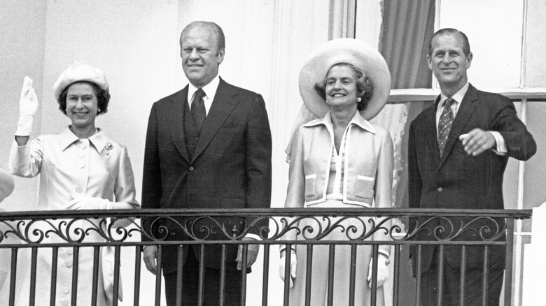 Queen Elizabeth II, President Gerald Ford, First Lady Betty Ford, and Prince Philip