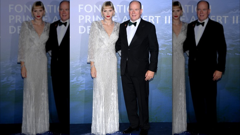 Princess Charlene and Prince Albert posing