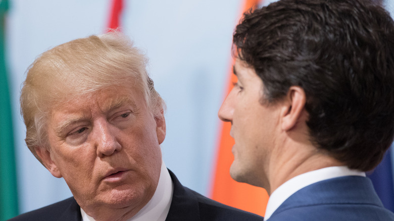 President-elect Donald Trump stares at Canadian Prime Minister Justin Trudeau