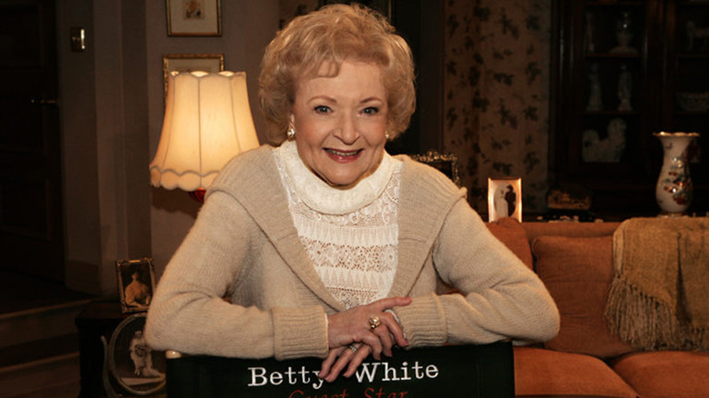 Betty White smiling on the B&B set