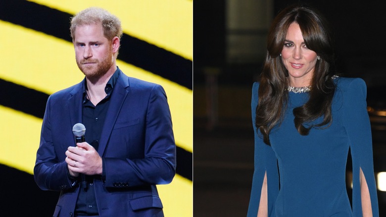 A split image of Prince Harry and Kate Middleton