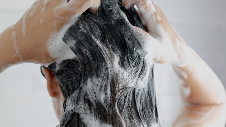 Woman washing hair