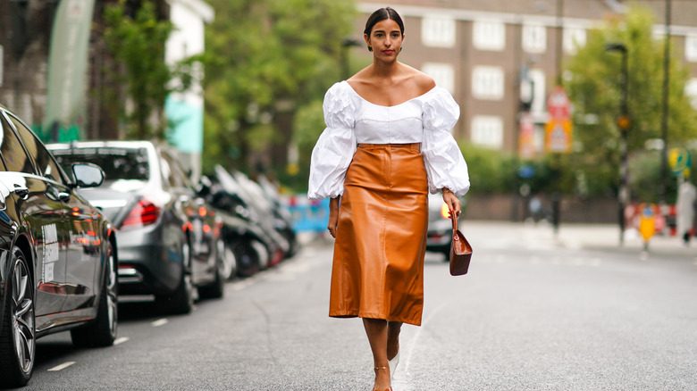 Woman walking towards camera