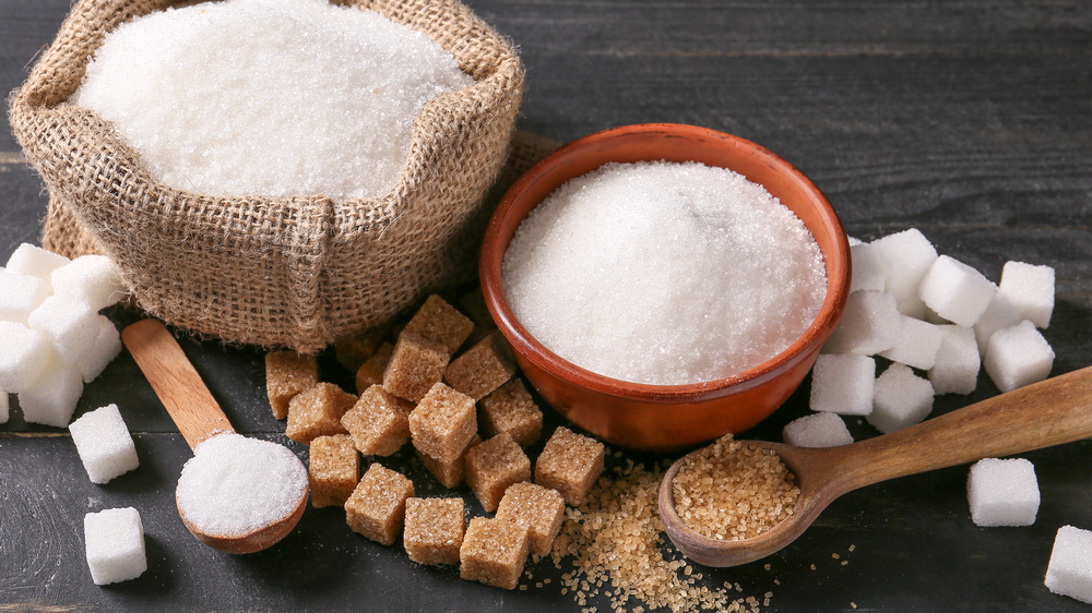 Sugar crystals spelling out Stevia