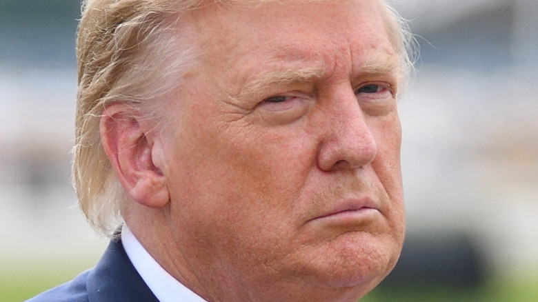 Former President Donald Trump looking serious