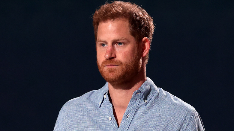 Prince Harry looking serious