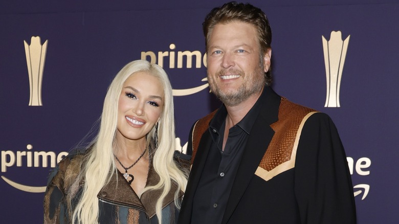 Gwen Stefani and Blake Shelton smiling