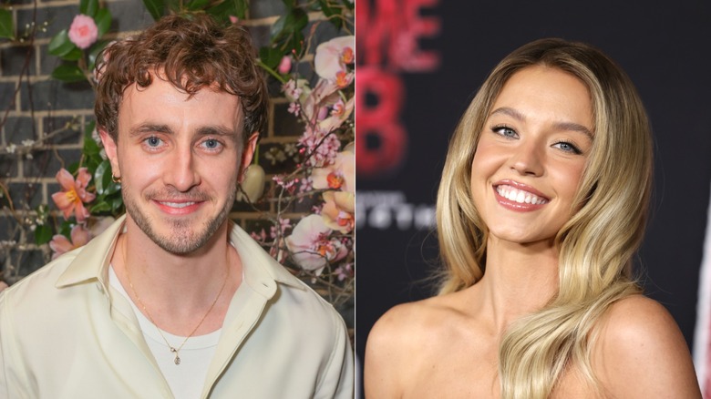 Split image of Paul Mescal and Sydney Sweeney smiling