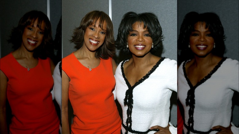 Gayle King and Oprah Winfrey smiling