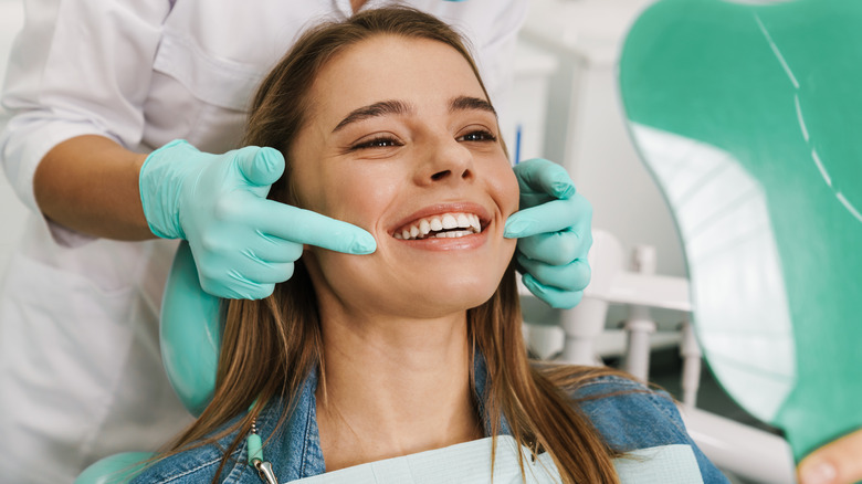 A woman with a dentist