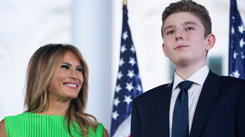 Melania Trump smiles at Barron Trump