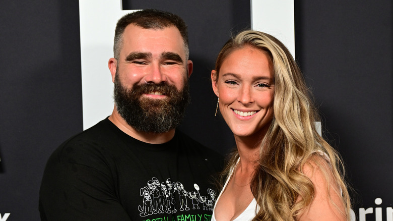 Jason Kelce and Kylie Kelce smiling