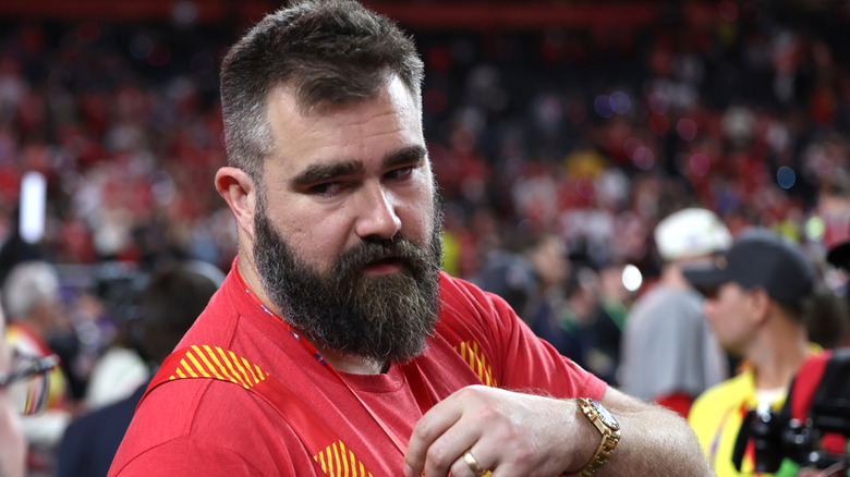 Jason Kelce red shirt on football field