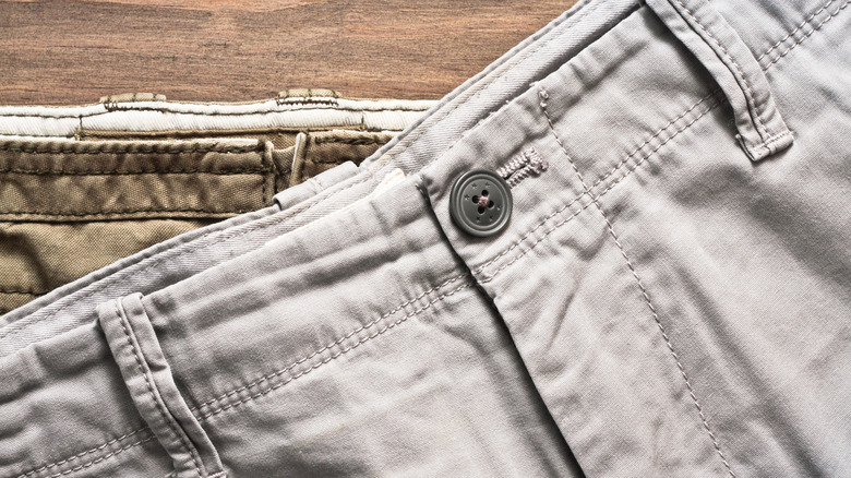 a pair of gray cargo pants