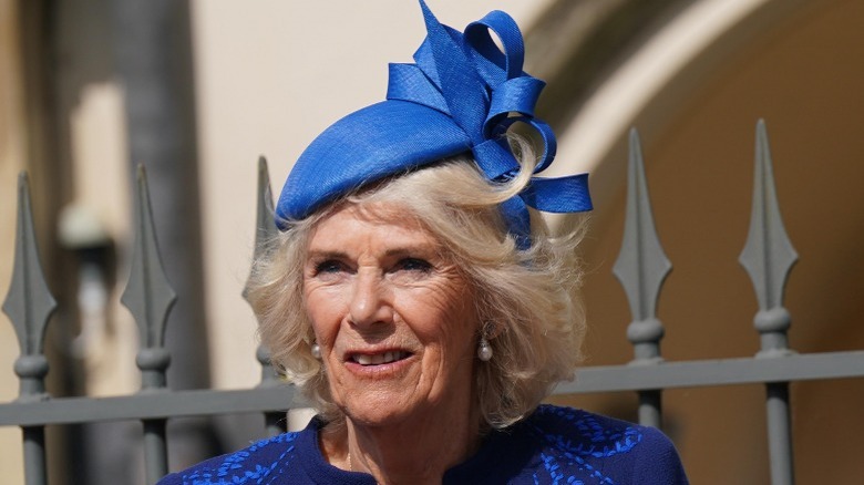 Closeup of Camilla in blue hat