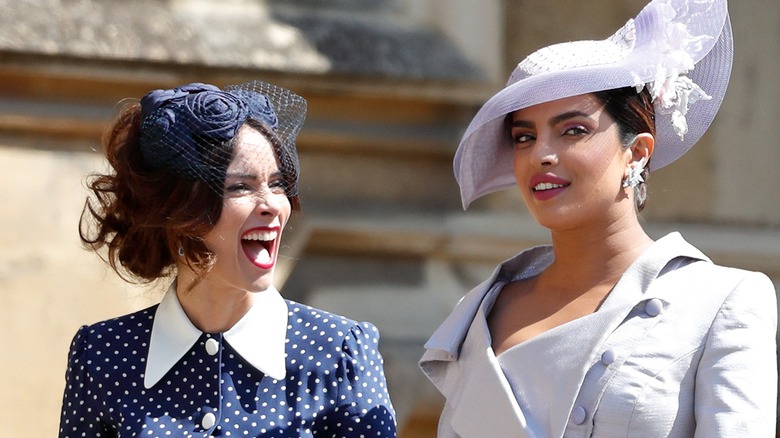 Abigail Spencer laughing with Priyanka Chopra